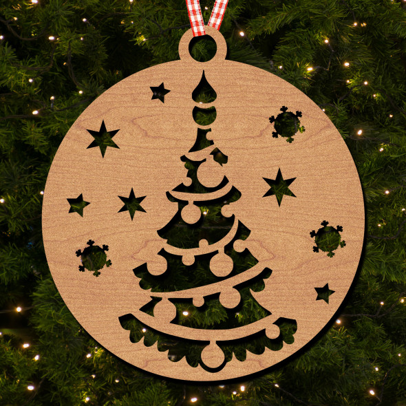 Round Christmas Tree Middle Stars Snowflake Ornament Christmas Tree Bauble