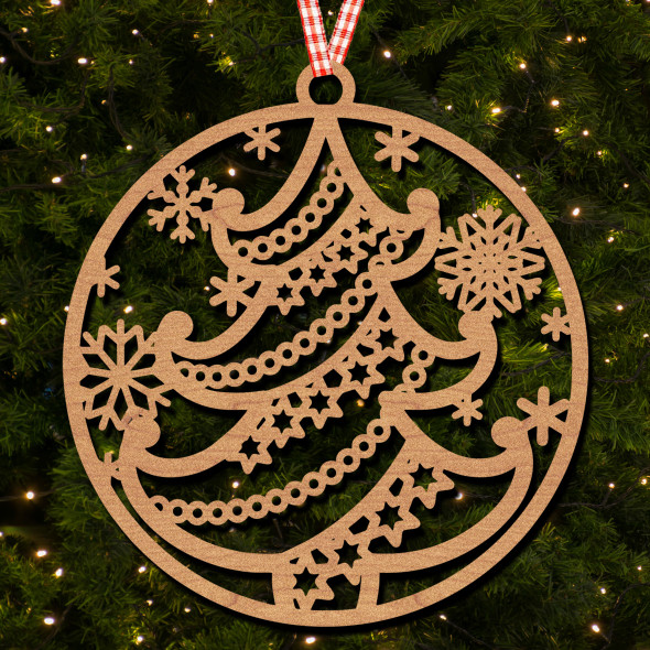 Circle - Xmas Tree Stars And Snowflakes Ornament Christmas Tree Bauble