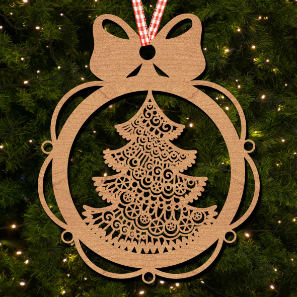Round Bow Top Decorated Christmas Tree Ornament Christmas Tree Bauble Decoration