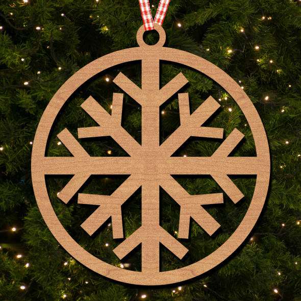 Round Snowflake Squared Edges Hanging Ornament Christmas Tree Bauble Decoration