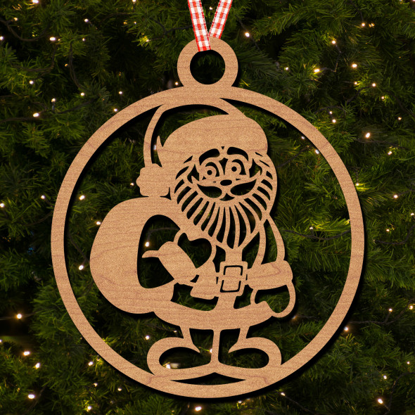 Round Cartoon Santa Big Sack Hanging Ornament Christmas Tree Bauble Decoration