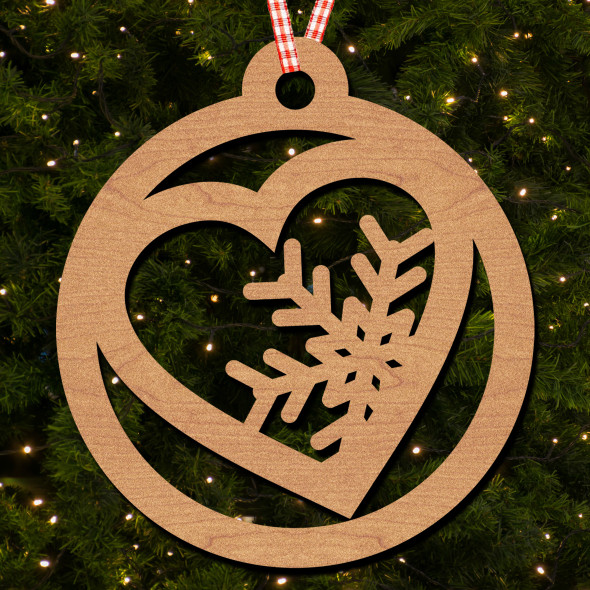 Round Heart Snowflake Bauble Hanging Ornament Christmas Tree Bauble Decoration