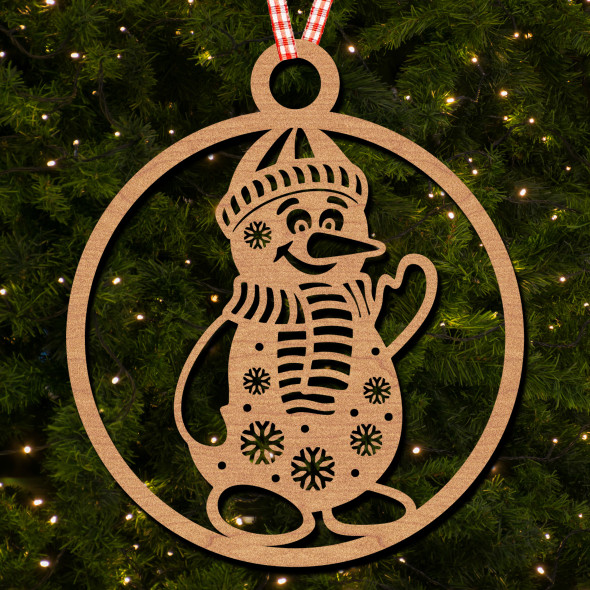 Round Cartoon Snowman Snowflake Hat Ornament Christmas Tree Bauble Decoration