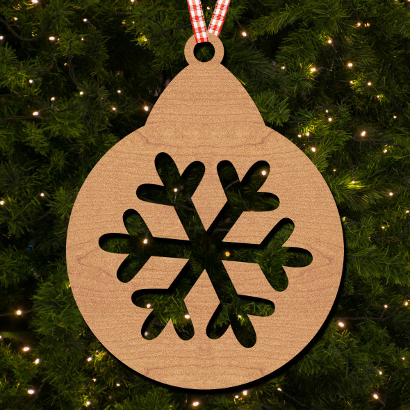 Pear Shape Snowflake Centre Hanging Ornament Christmas Tree Bauble Decoration