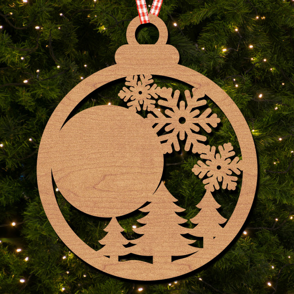 Round Snowflakes Trees Moon Hanging Ornament Christmas Tree Bauble Decoration