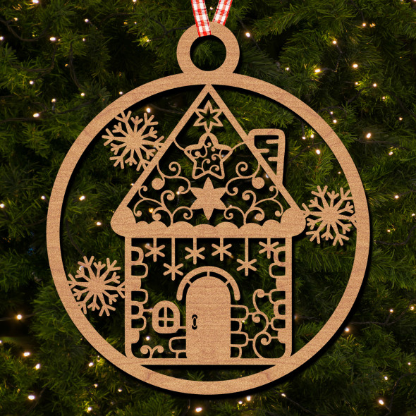 Round House Brick Detail Snowflake Ornament Christmas Tree Bauble Decoration