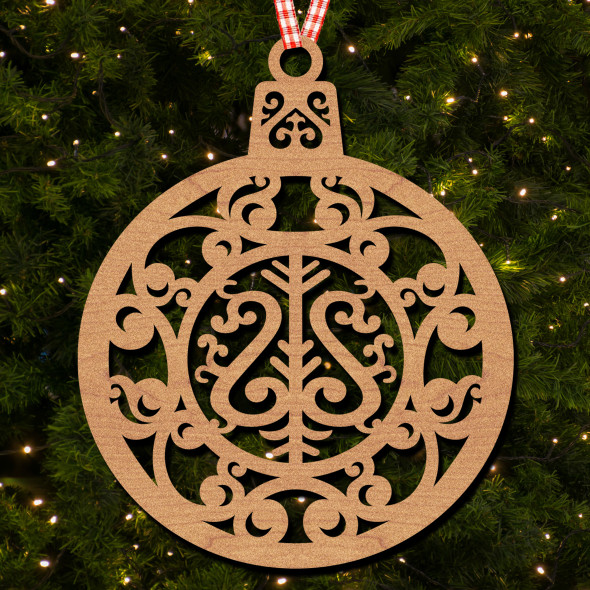Round Pattern Bauble Shapes Swirls Ornament Christmas Tree Bauble Decoration