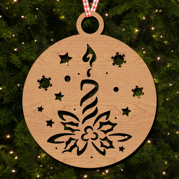 Round Candle Ivy Snowflake Star Ornament Christmas Tree Bauble Decoration