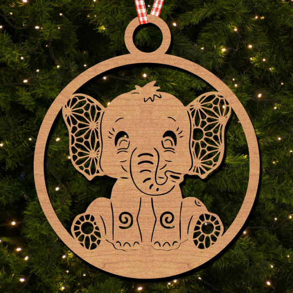 Round Elephant Bauble Hanging Ornament Christmas Tree Bauble Decoration