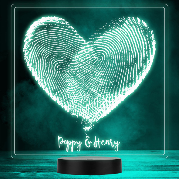 Fingerprint Love Valentine's Day Personalised Gift Colour Changing Night Light