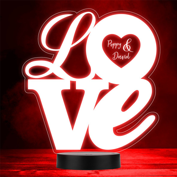 Love Letters Heart Valentine's Day Personalised Gift Colour Changing Night Light