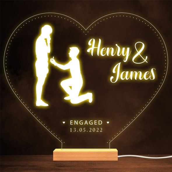 Proposal Gay Silhouette Engagement Heart Personalised Gift Warm Lamp Night Light