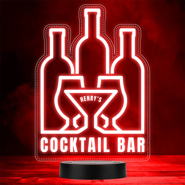 Cocktail Home Bar Man Cave Bottles & Glasses Drinker Colour Change Night Light