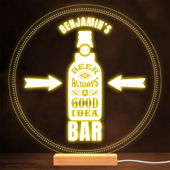 Beer Is Always A Good Idea Bottle Home Bar Man Cave Gift Night Light