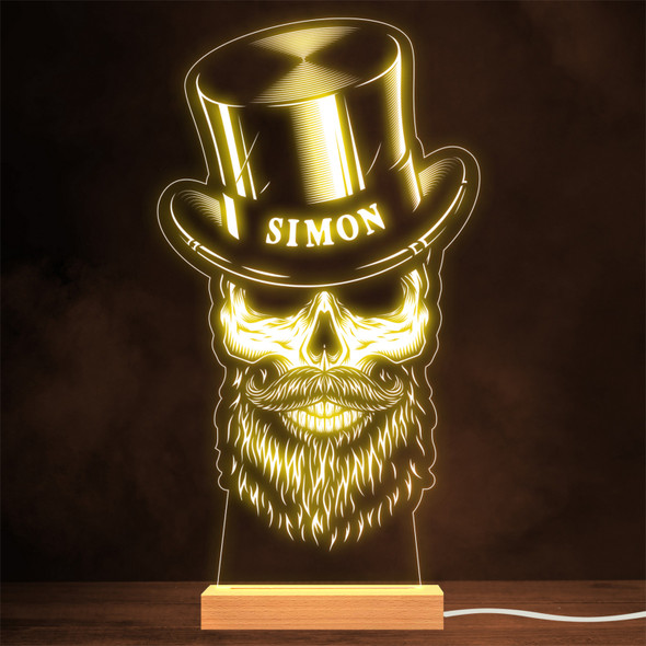 Skull With Beard & Top Hat Gothic Grunge Style Personalised Gift Night Light