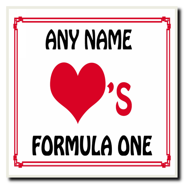 Love Heart Formula One Personalised Coaster