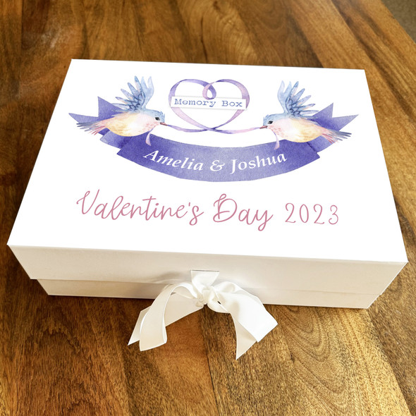 Banner Birds Blue Purple Personalised Valentine's Day Keepsake Hamper Gift Box