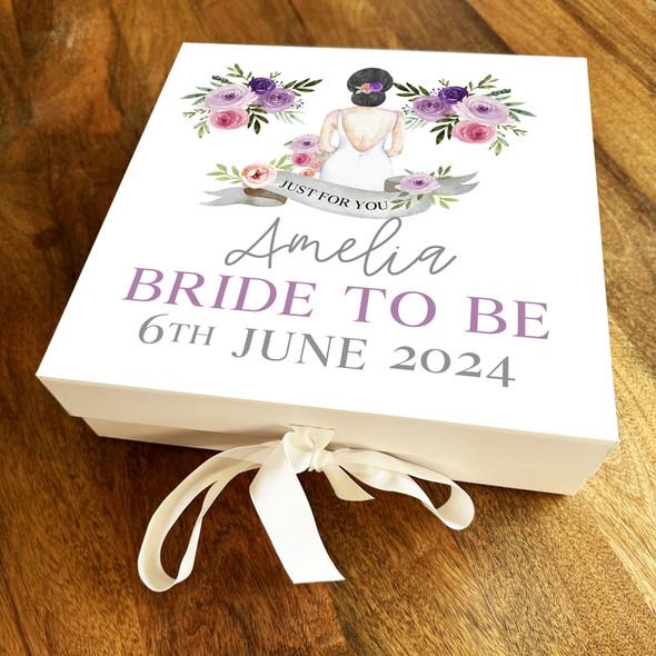 Black Hair Bride To Be Bridal Shower Hen Party Personalised Square Gift Box