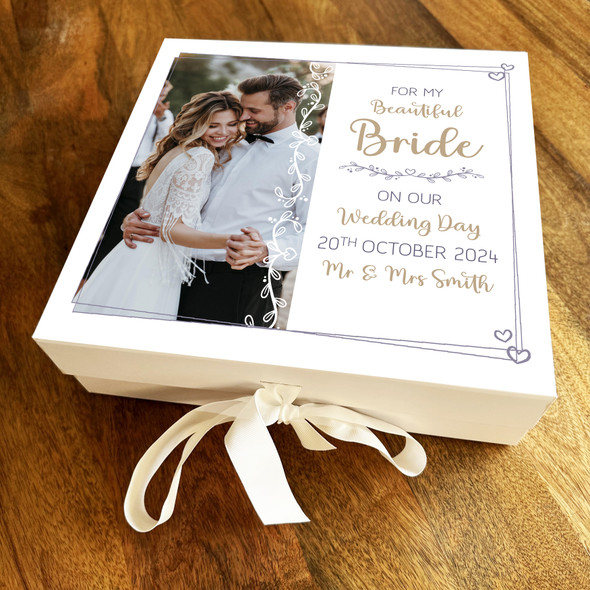 Bride Wife Photo Deco Personalised Square Wedding Day Keepsake Hamper Gift Box
