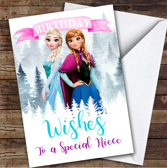 Frozen Wishes Special Niece Winter Kids Personalised Children's Birthday Card