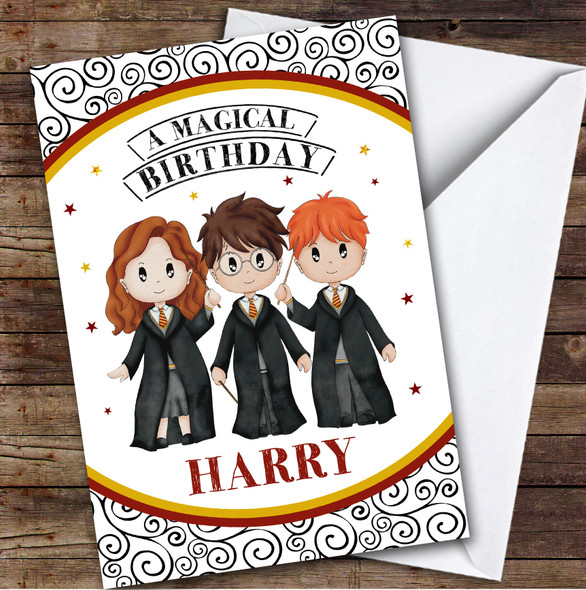Harry Potter Characters A Magical Kids Personalised Children's Birthday Card
