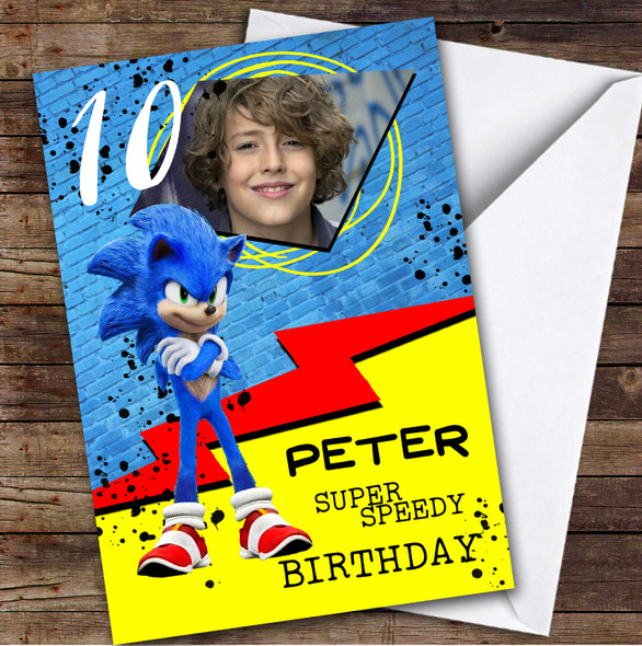Sonic The Hedgehog Movie Photo & Any Age Kids Personalised Children's Birthday Card