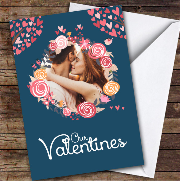 Hearts & Roses Floral Photo Romantic Personalised Valentine's Day Card