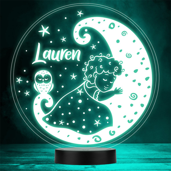 Cute Sleeping Baby On The Moon With Owl LED Personalised Gift Night Light