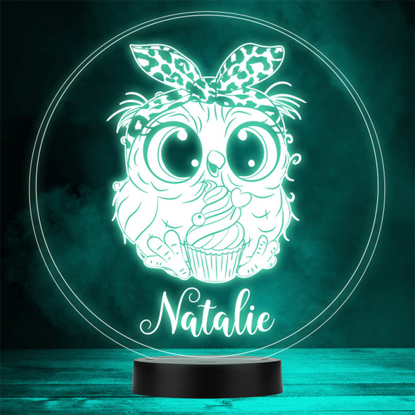 Cartoon Owl Headband & Cupcake Colour Change LED  Personalised Gift Night Light