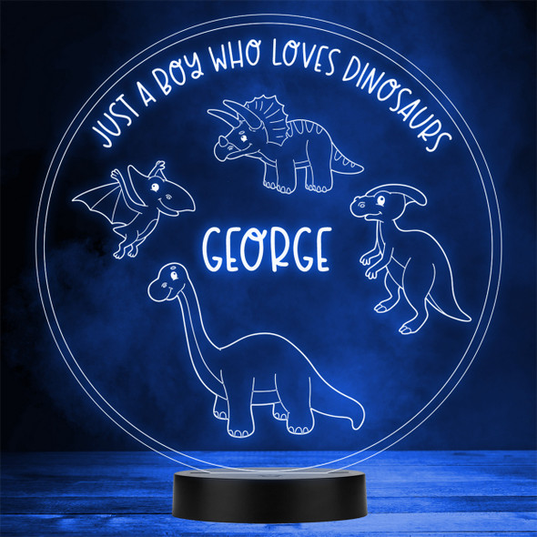 Just A Boy Who Loves Dinosaurs Fan LED Personalised Gift Night Light