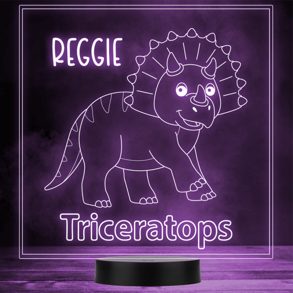 Kids Cute Dinosaur Fan Triceratops LED Personalised Gift Night Light