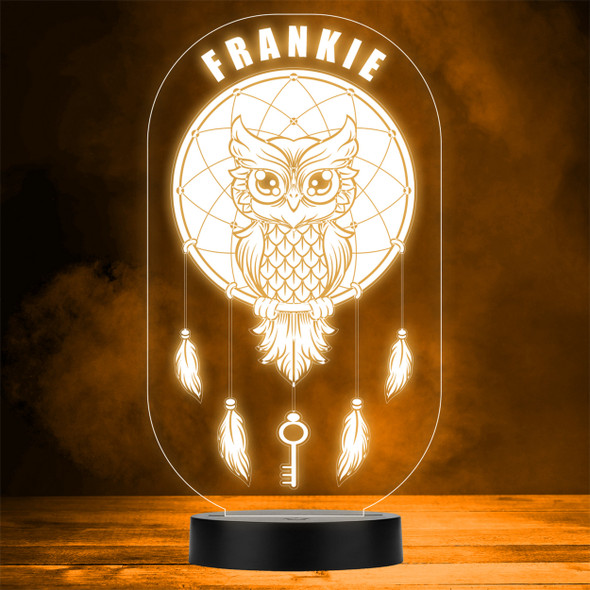 Pretty Dream-Catcher Owl Key Feathers LED Personalised Gift Night Light