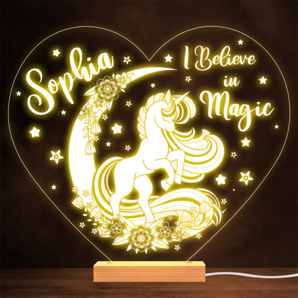 Unicorn Flowers Stars Crescent Moon Magic Lamp Personalised Gift Night Light