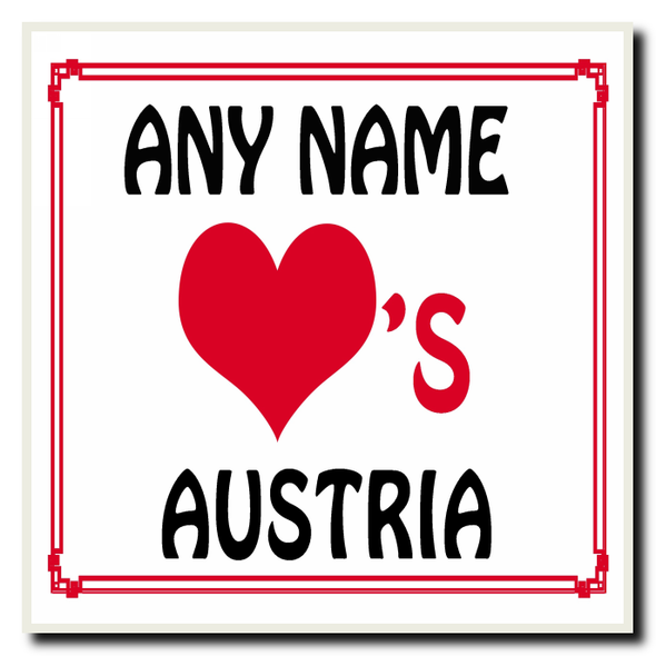 Love Heart Austria Personalised Coaster