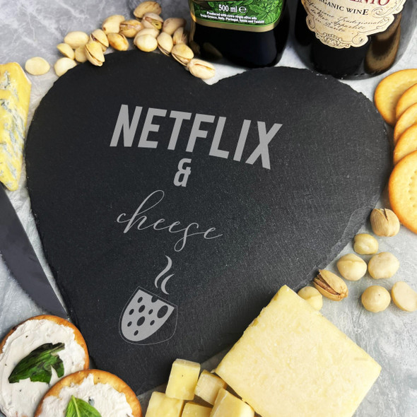 Heart Slate Netflix & Cheese Personalised Serving Board