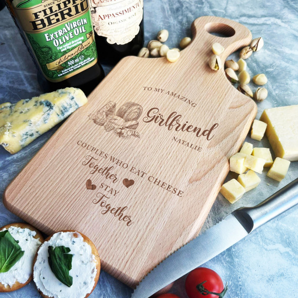 Wood Paddle Amazing Girlfriend Cheese Selections Personalised Serving Board