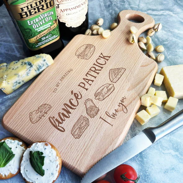 Wood Paddle Amazing Fiancé I Love You Personalised Serving Board