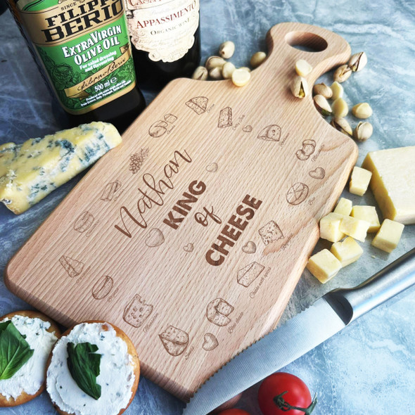 Wood Paddle King Of Cheese Selection Personalised Cheese Board