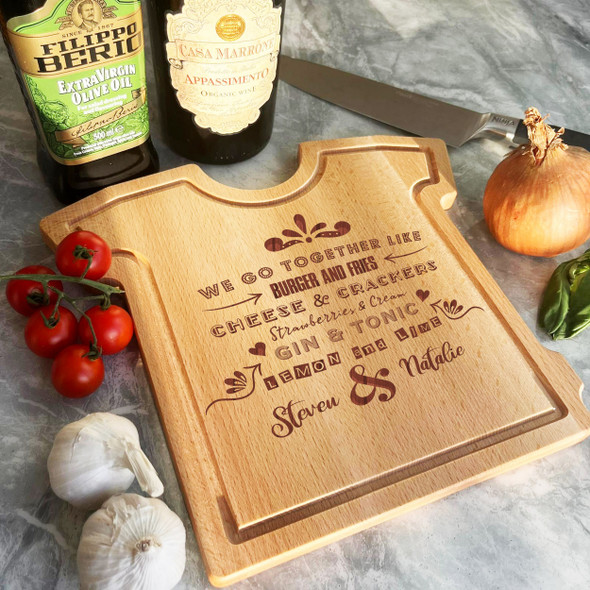 T-Shirt Wood We Go Together Like Couple Personalised Serving Board