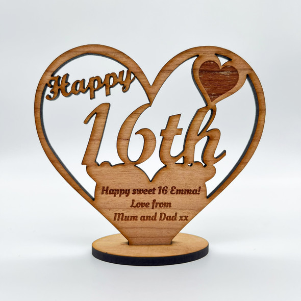 Happy 16th Special Birthday Heart Engraved Keepsake Personalised Gift