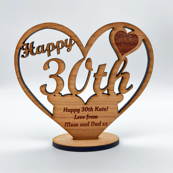Happy 30th Special Birthday Heart Engraved Keepsake Personalised Gift