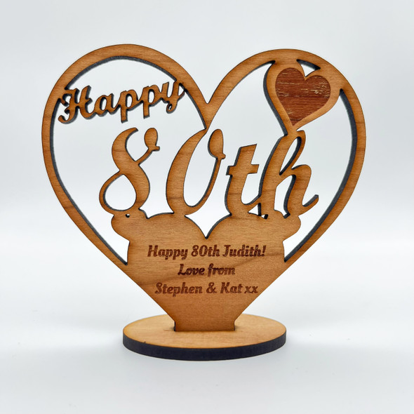 Happy 80th Special Birthday Heart Engraved Keepsake Personalised Gift