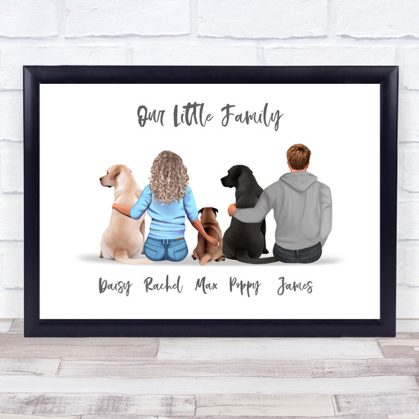 Little Family White Dog Romantic Gift For Him or Her Personalised Couple Print