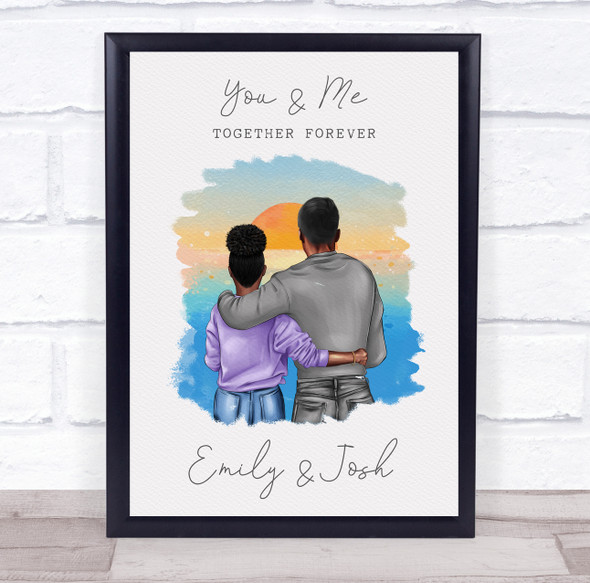 Sunset Beach Wash Romantic Gift For Him or Her Personalised Couple Print