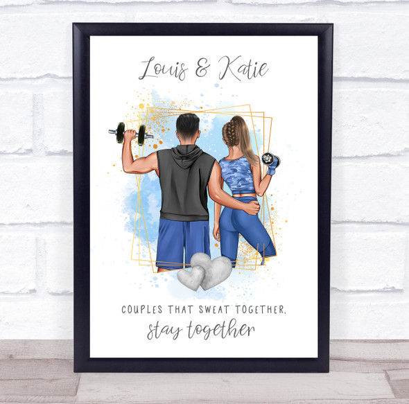 Sweat Together Romantic Gift For Him or Her Personalised Couple Print