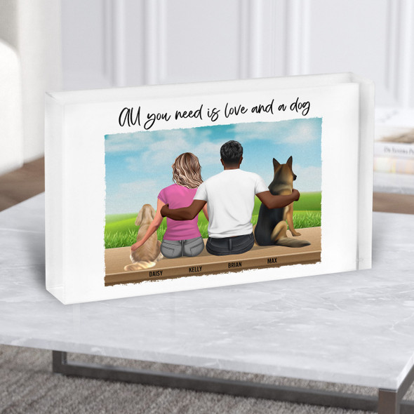 Grass & Sky Dog Romantic Gift For Him or Her Personalised Couple Acrylic Block