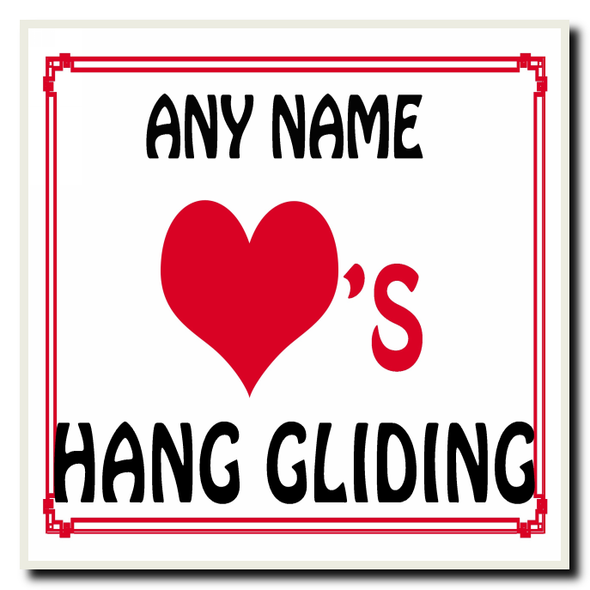 Love Heart Hang Gliding Personalised Coaster