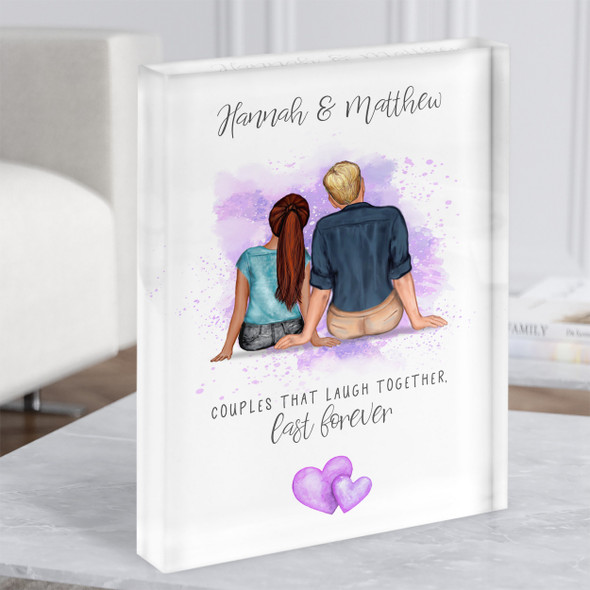 Laugh Together Romantic Gift For Him or Her Personalised Couple Acrylic Block
