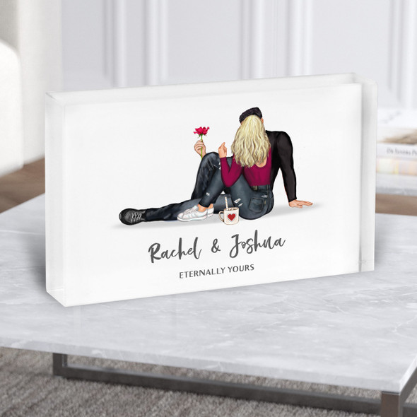 Rose Hot Chocolate Gift For Him or Her Personalised Couple Acrylic Block