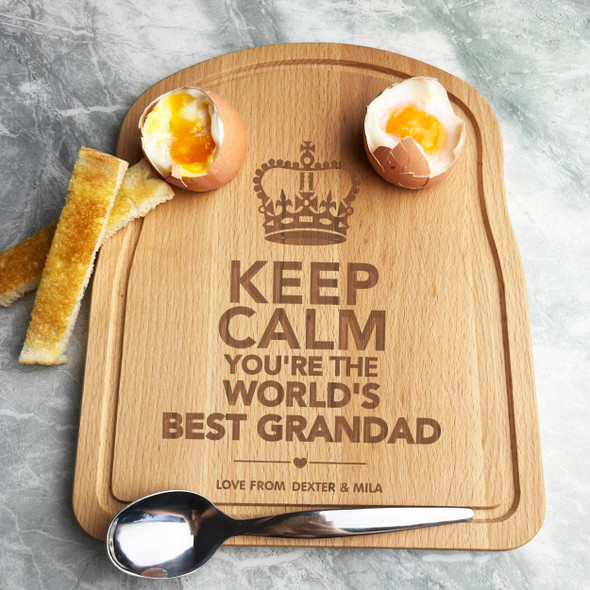 World's Best Grandad Personalised Gift Eggs & Toast Soldiers Breakfast Board